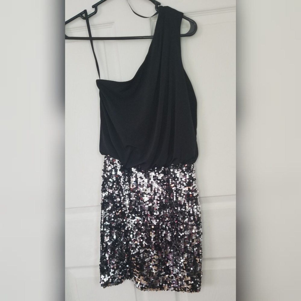 Little Black Dress with Silver Sequins